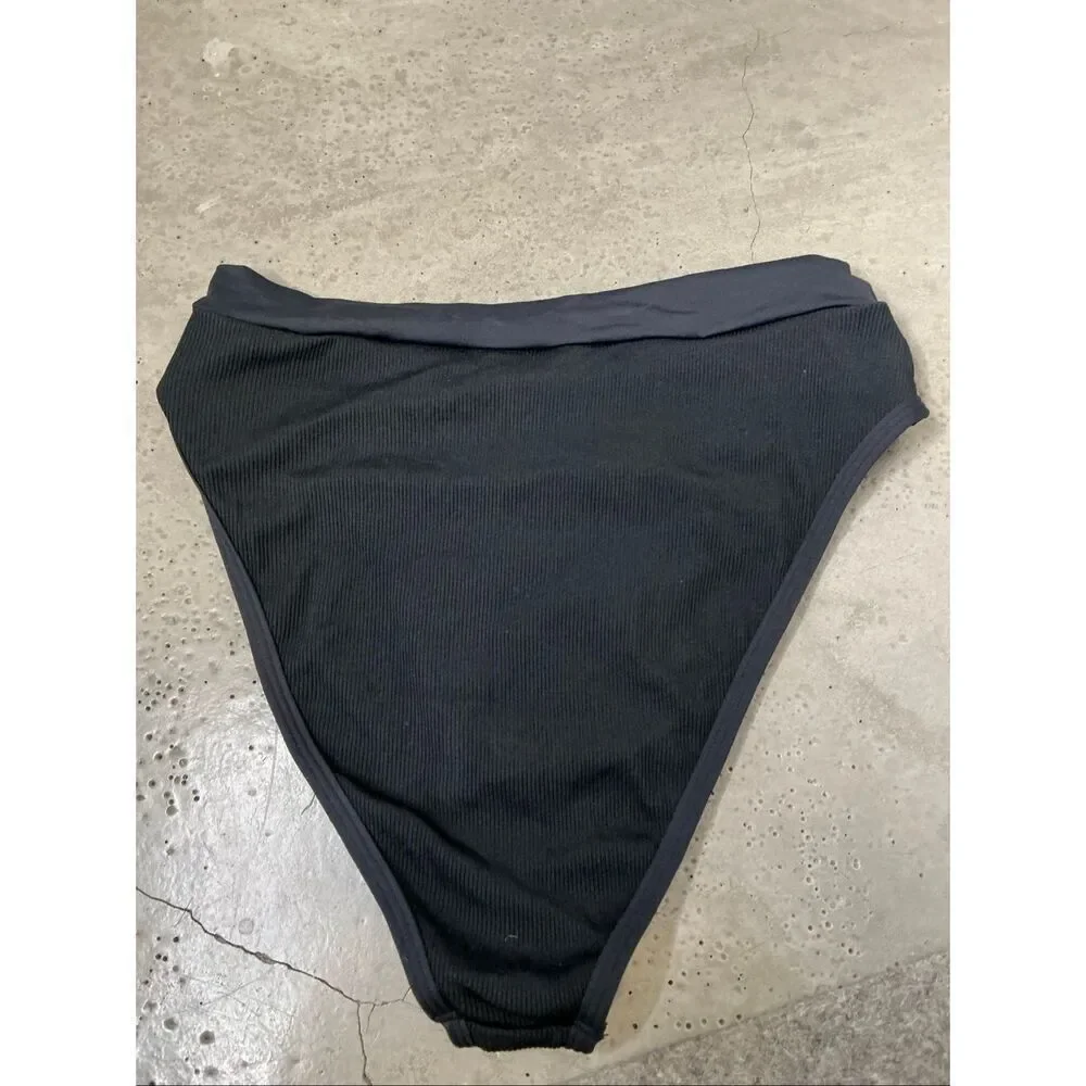 L*Space French Cut Ribbed Bikini Bottom | Large in Black
